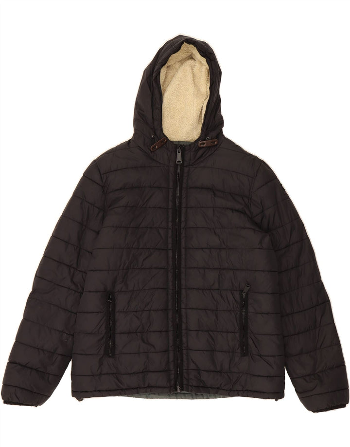SCHOTT Womens Hooded Padded Jacket UK 20 2XL Black Nylon Vintage Schott and Second-Hand Schott from Messina Hembry 