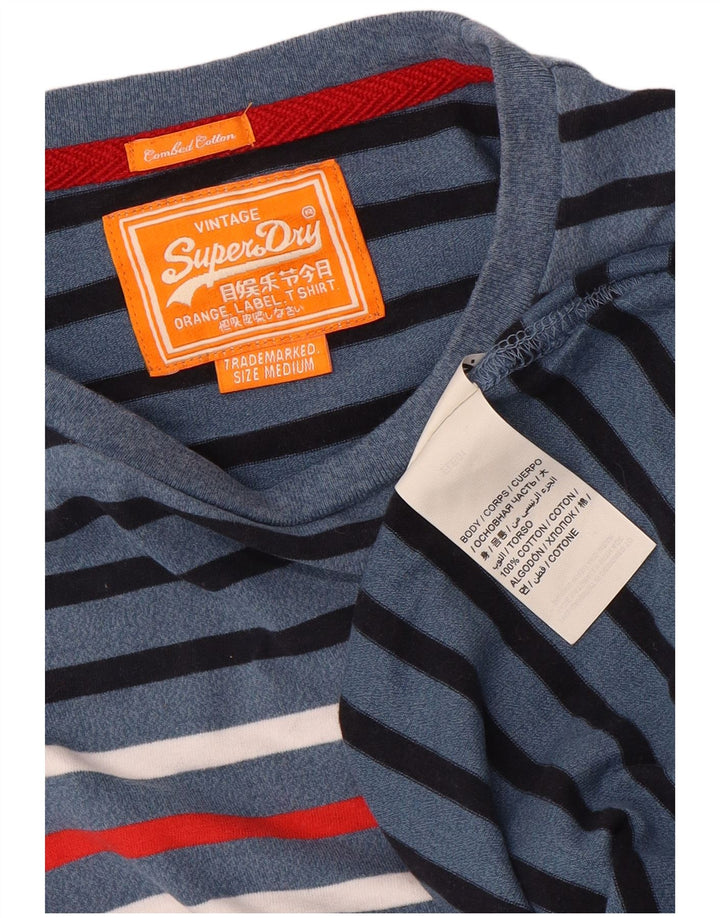 Superdry Мужская футболка из хлопка среднего размера, темно-синяя полоска