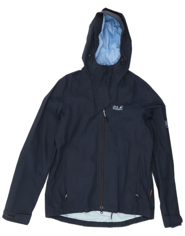 Женская дождевик с капюшоном Jack Wolfskin UK 12/14, средний темно-синий полиамид