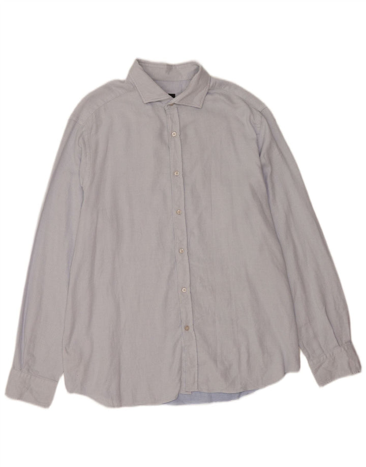 Мужская рубашка Massimo Dutti 2XL, хлопок в синюю пятнистую клетку