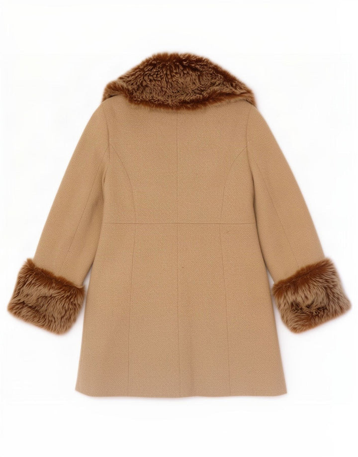 Женское пальто Topshop UK 12, средний бежевый, полиэстер с цветными блоками