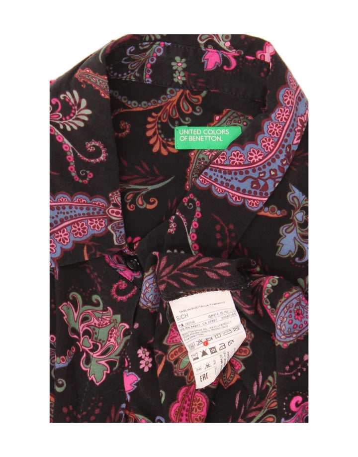 Рубашка женская BENETTON UK 10, маленькая, черная, из модала с пейсли