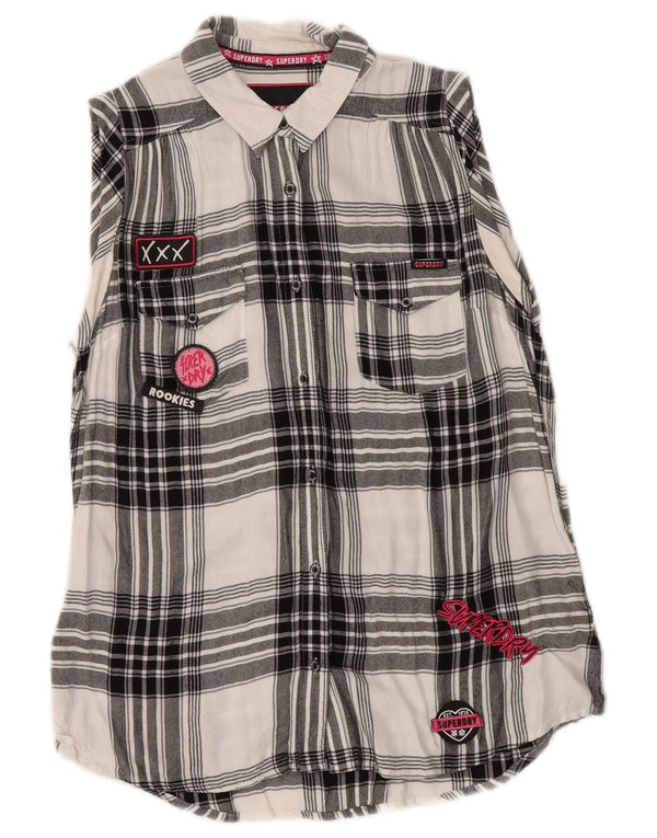 Женская фланелевая рубашка с рисунком Superdry UK 14, средний черный, вискоза в клетку