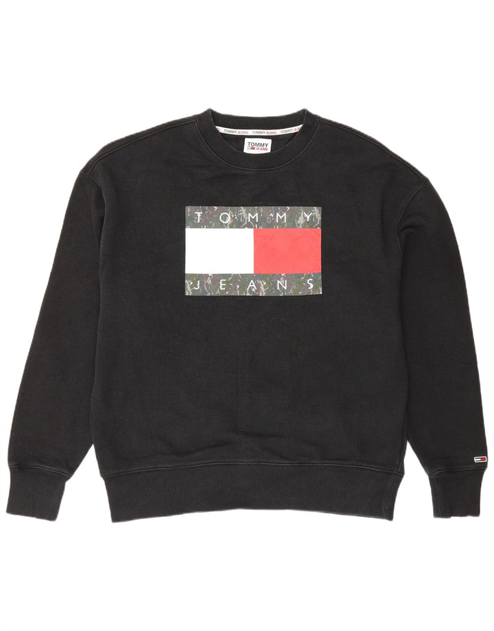 Мужской свитшот с рисунком Tommy Hilfiger, маленький черный с цветными блоками