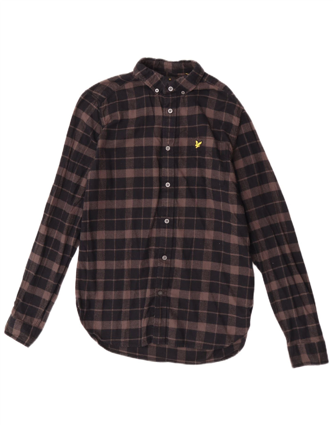 Мужская фланелевая рубашка Lyle & Scott, маленькая коричневая клетка в клетку, хлопок