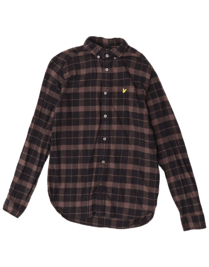 Мужская фланелевая рубашка Lyle & Scott, маленькая коричневая клетка в клетку, хлопок