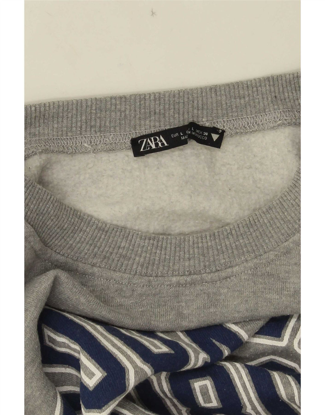 Женский укороченный свитшот оверсайз с рисунком Zara UK 16, большой серый цвет