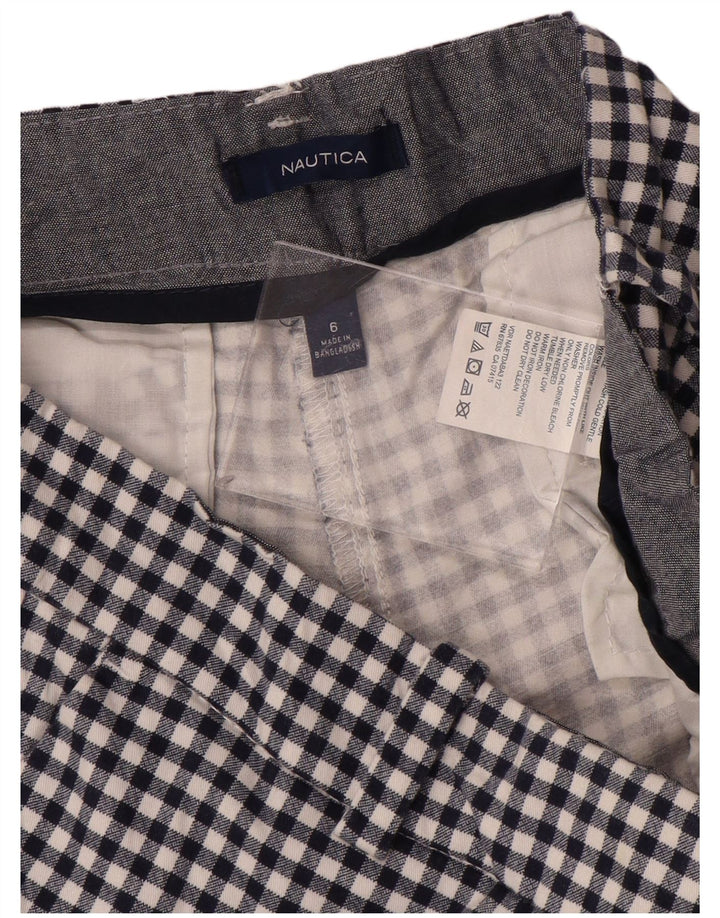 Женские шорты чинос NAUTICA US 6, средние W32, темно-синие, хлопок в мелкую клетку