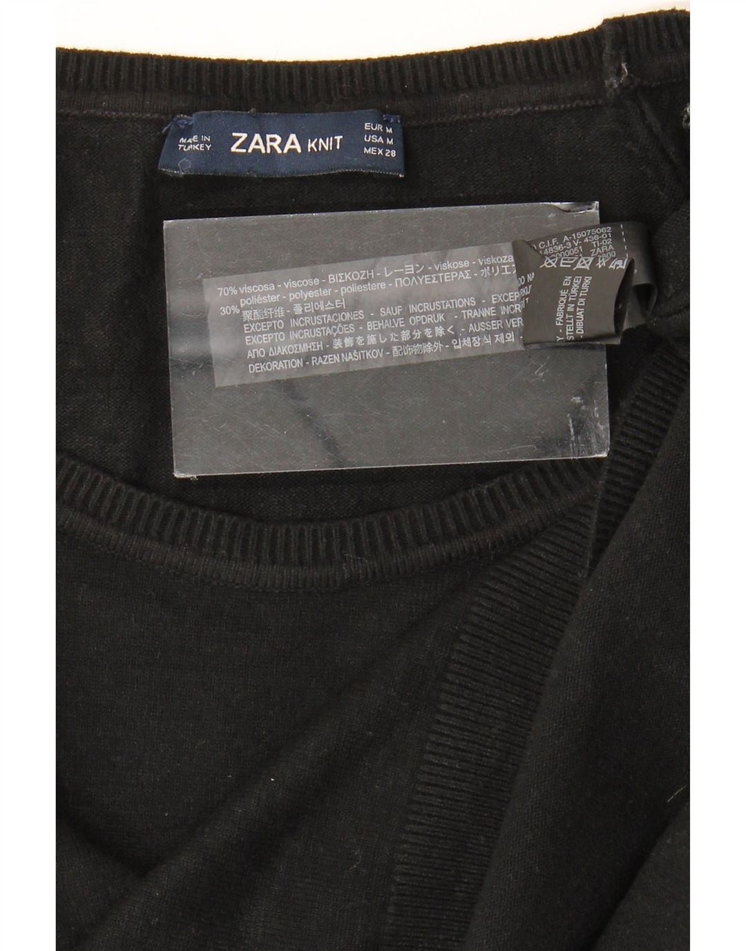 Женский свободный джемпер с вырезом «лодочка» ZARA UK 14, средний черный