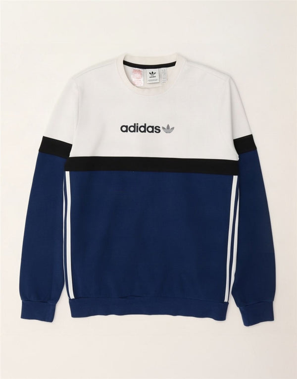 Джемпер с рисунком Adidas для мальчиков 15-16 лет, белый, хлопок с цветными блоками