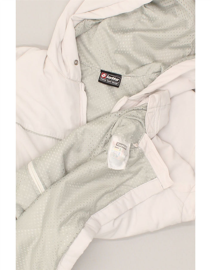LOTTO Womens Hooded Sleeveless Tracksuit Top Jacket UK 16 Large White | Vintage Lotto | Thrift | Second-Hand Lotto | Used Clothing | Messina Hembry 