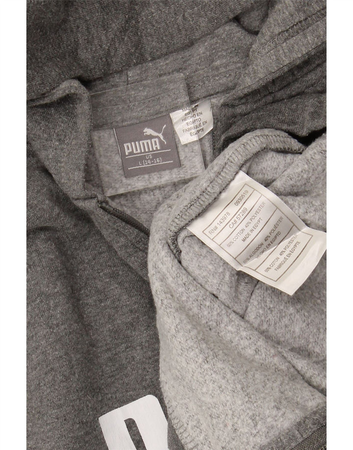 Свитер с капюшоном на молнии с графическим рисунком для мальчиков PUMA, 12–13 лет, большой размер, серый хлопок