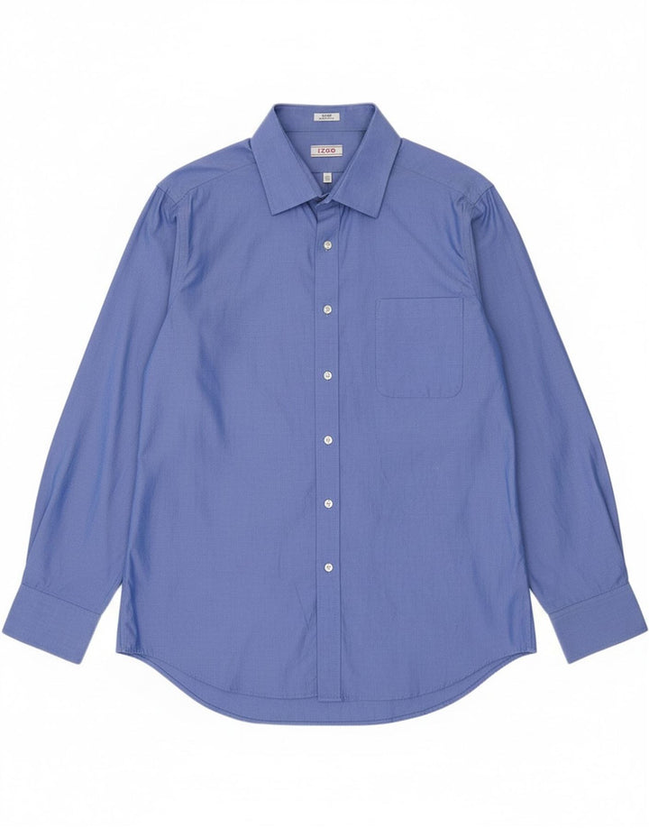Мужская рубашка легкого ухода Izod, размер 16, 1/2, большая, синяя, хлопок