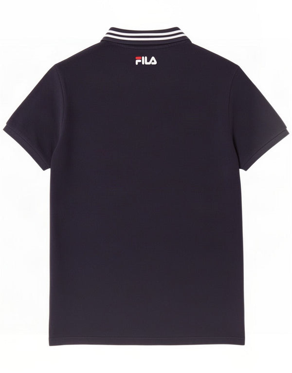Fila Мужская рубашка-поло с коротким рукавом и графическим рисунком, большая темно-синяя хлопковая
