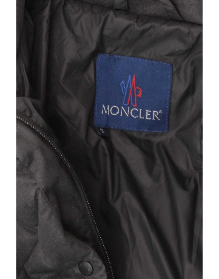 Женское длинное стеганое пальто Moncler, размер 3, средний серый хлопок