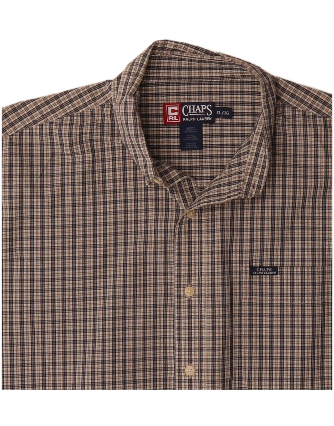 Мужская рубашка с коротким рукавом Chaps Ralph Lauren XL, синяя клетка, хлопок
