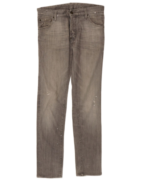 Мужские потертые джинсы скинни Dsquared2 IT 46 Small W32 L32 Серые пятнистые