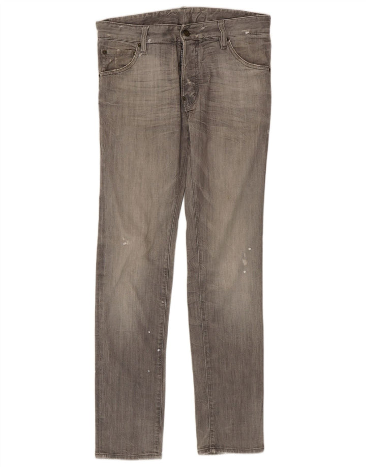 Мужские потертые джинсы скинни Dsquared2 IT 46 Small W32 L32 Серые пятнистые
