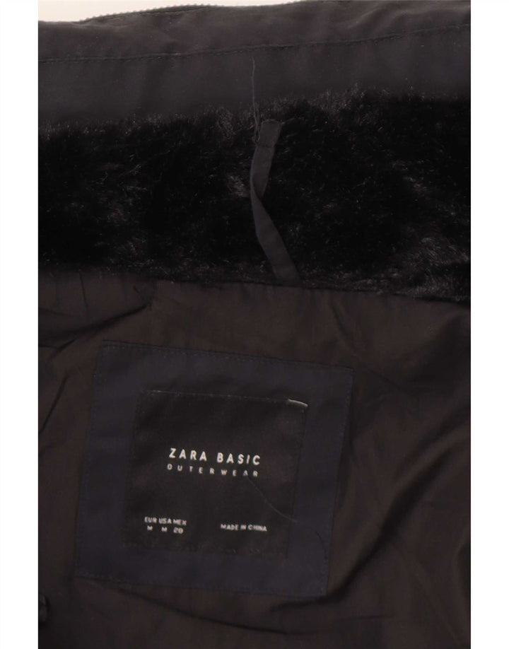 Женская стеганая куртка Zara UK 12, средний темно-синий полиэстер