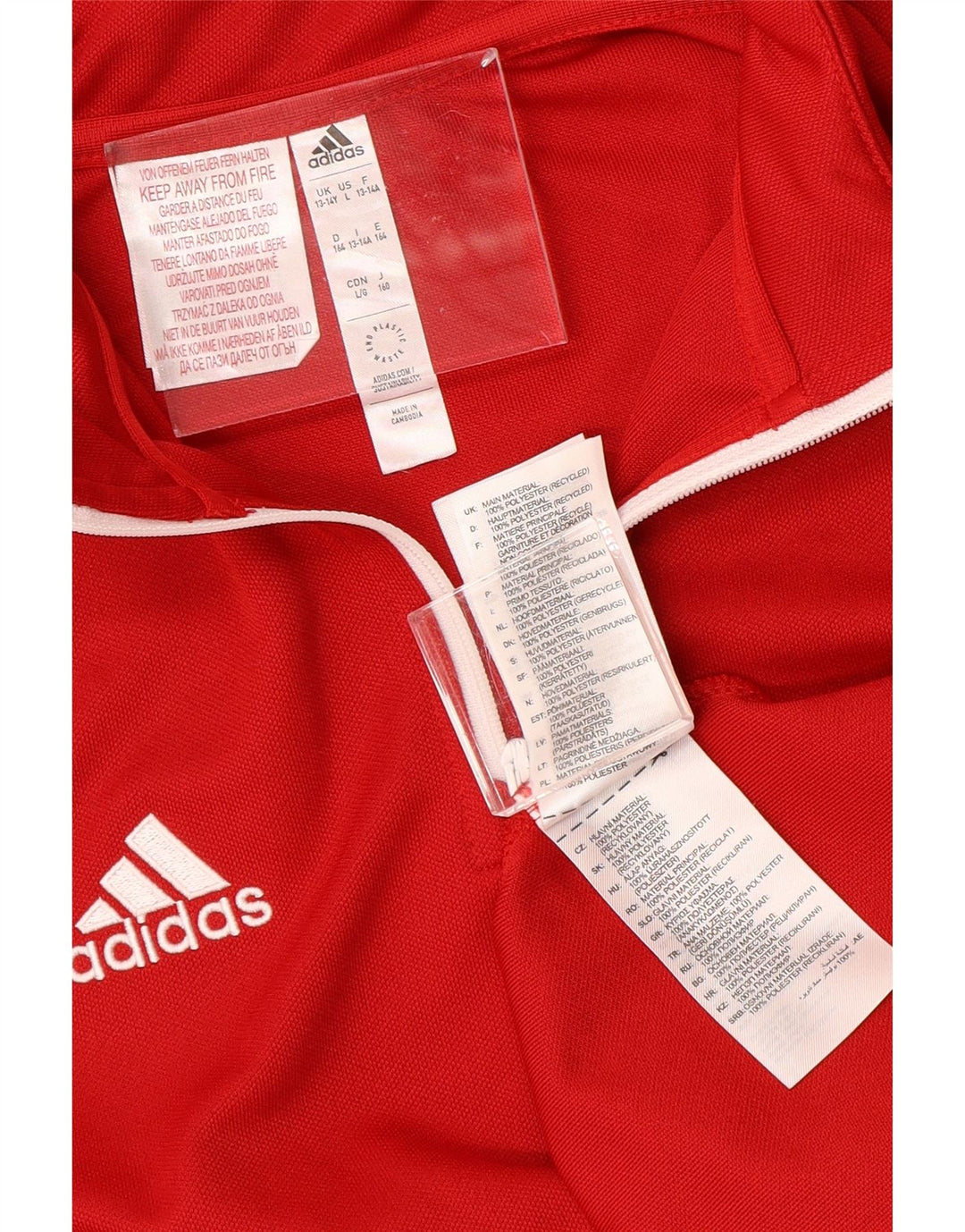 ADIDAS Boys Aeroready Zip Neck Pullover Tracksuit Top 13-14 Years Red