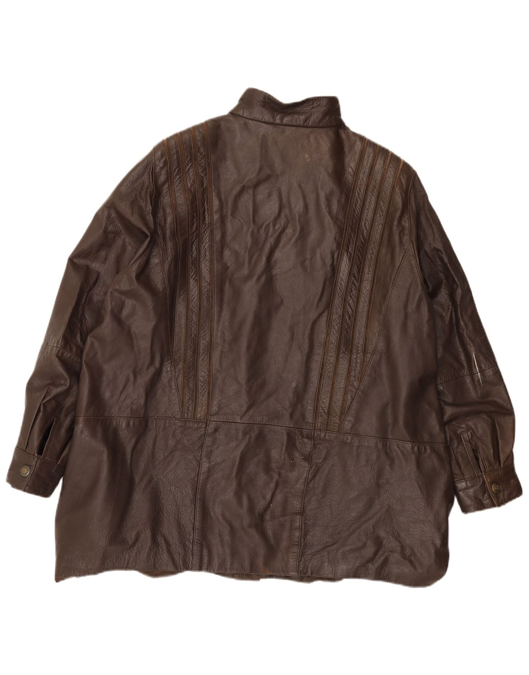 Винтажная женская кожаная куртка UK 22 3XL Коричневая