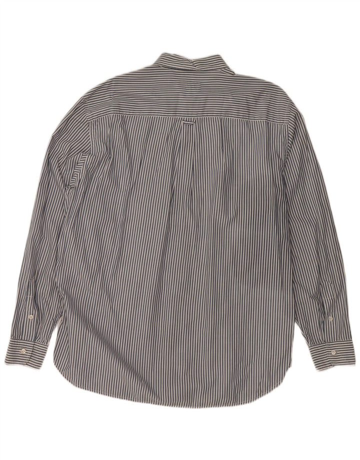 Мужская рубашка HENRY COTTONS, размер 43 XL, темно-синяя, хлопковая в тонкую полоску