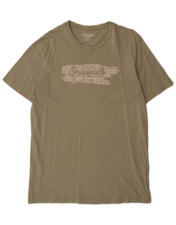Мужская футболка с рисунком Jack & Jones Top XL, зеленый хлопок