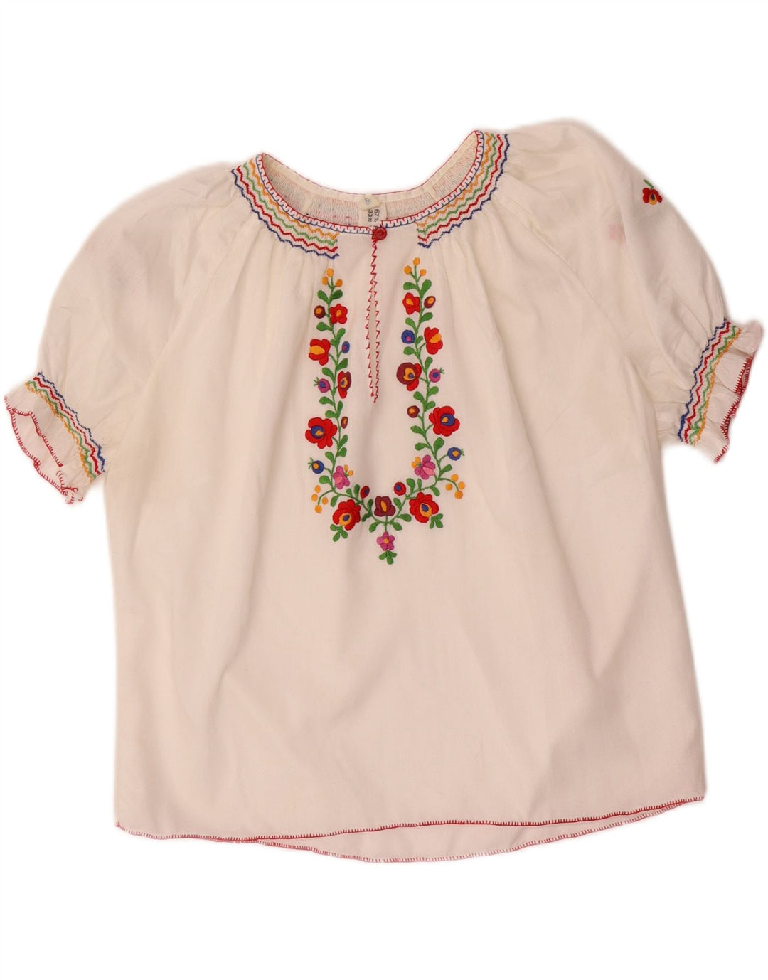 Женская укороченная блузка VINTAGE UK 16, большой белый полиэстер с цветочным принтом