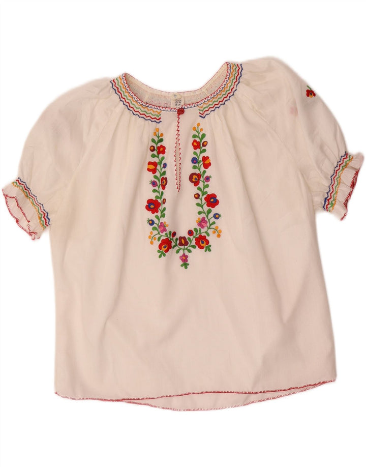 Женская укороченная блузка VINTAGE UK 16, большой белый полиэстер с цветочным принтом