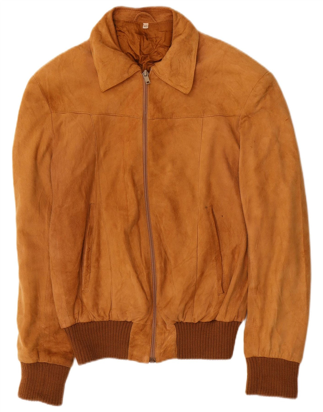 Винтажный женский замшевый бомбер IT 48 XL Коричневый кожаный