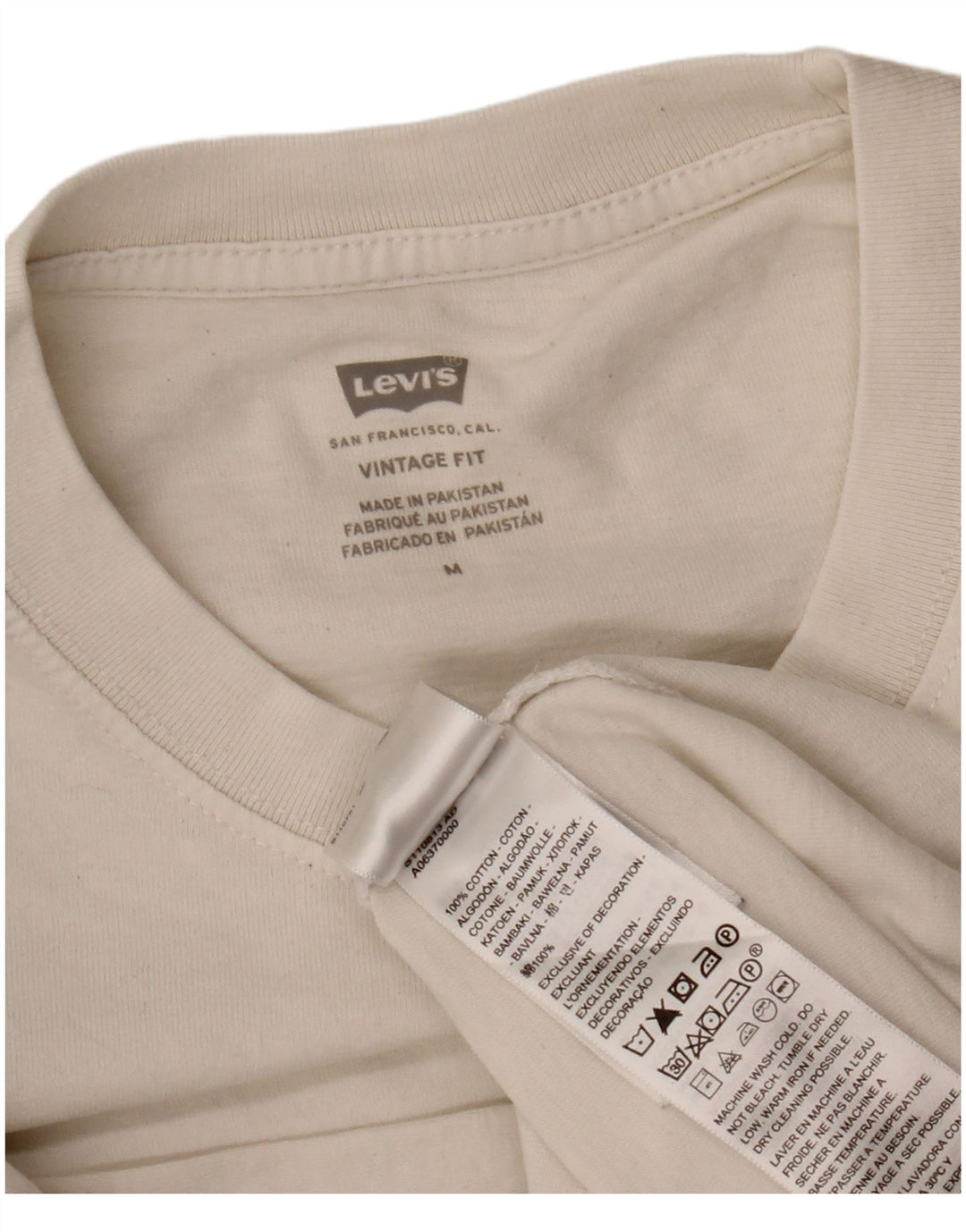 Мужская футболка Levi's Vintage Fit, топ среднего размера, белый хлопок, хлопок