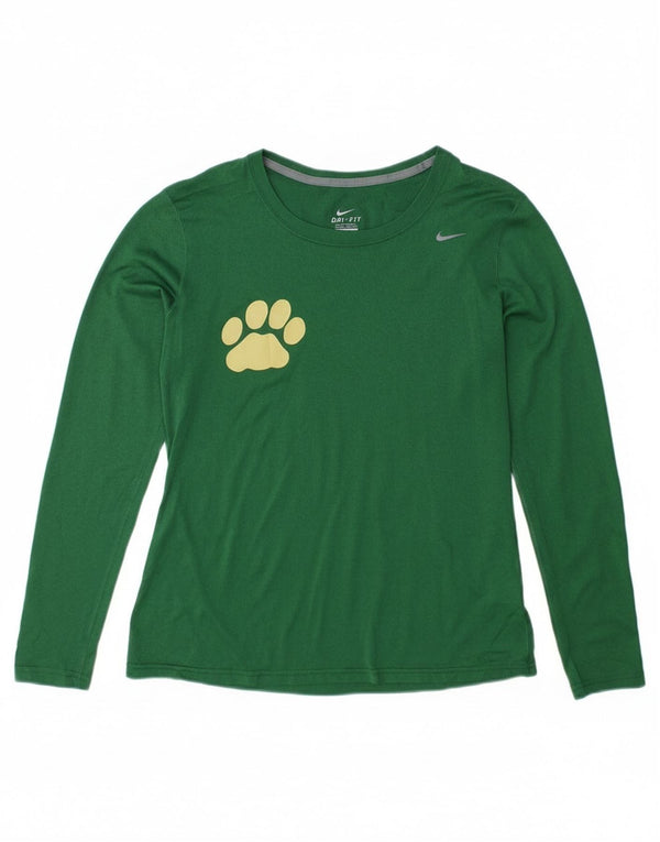 Женский топ Nike Dri Fit с длинным рукавом UK 14, средний зеленый полиэстер