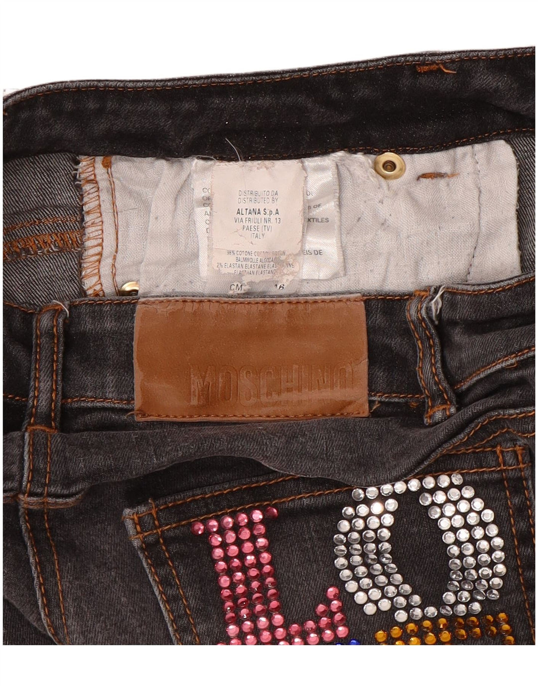 MOSCHINO Узкие джинсы для девочек 11-12 лет W26 L26 Серые