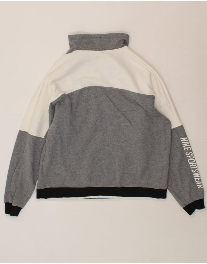 NIKE Womens Graphic Sweatshirt Jumper UK 14 Medium Grey Colourblock Vintage Nike and Second-Hand Nike from Messina Hembry 