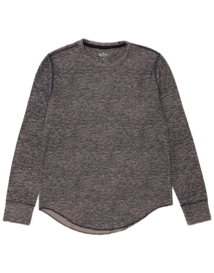 Мужской топ HOLLISTER с длинным рукавом, средний темно-синий, крапчатый, хлопок