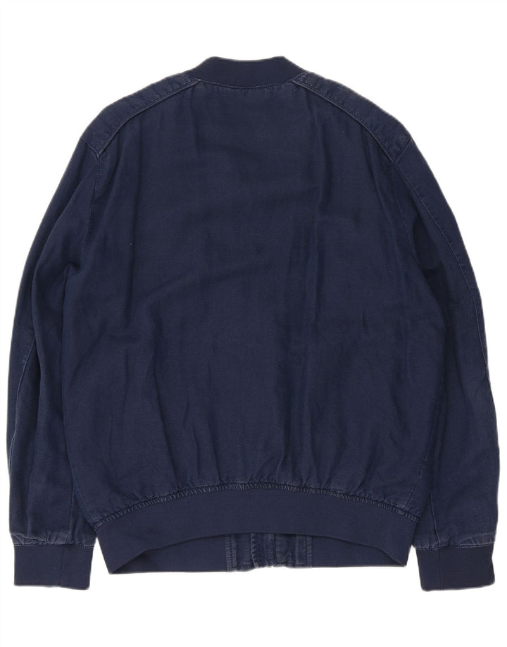 Мужская куртка-бомбер ZARA UK 40, большой размер, темно-синий, полиэстер