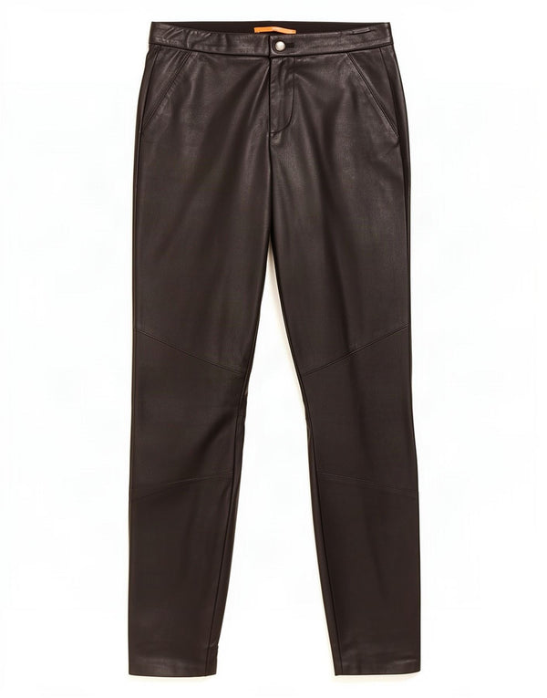 Женские узкие брюки из искусственной кожи Hugo Boss UK 6 XS W24 L27 черные