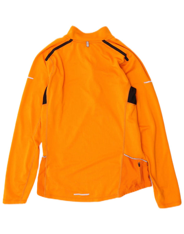 Мужской пуловер с воротником на молнии Nike Dri Fit, спортивный костюм среднего оранжевого цвета с цветными блоками