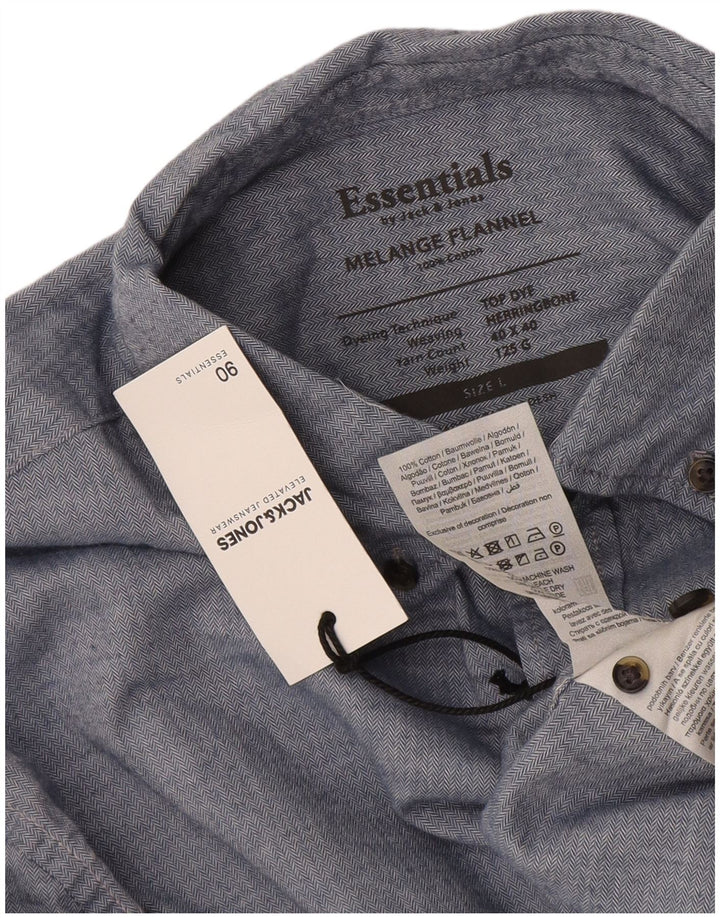 Мужская фланелевая рубашка Jack & Jones, большая синяя хлопковая елочка