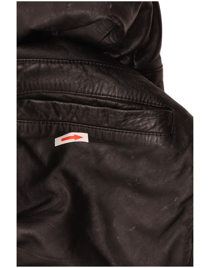 Винтажная мужская кожаная куртка UK 40, большая черная кожаная