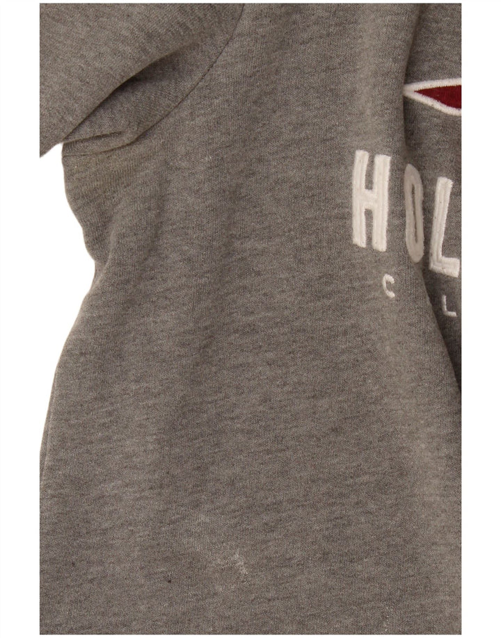 Мужской свитшот с рисунком Hollister, маленький серый хлопковый джемпер