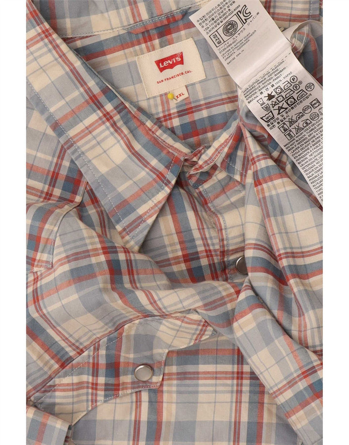 Мужская рубашка с коротким рукавом Levi's 2XL, синяя клетка, хлопок