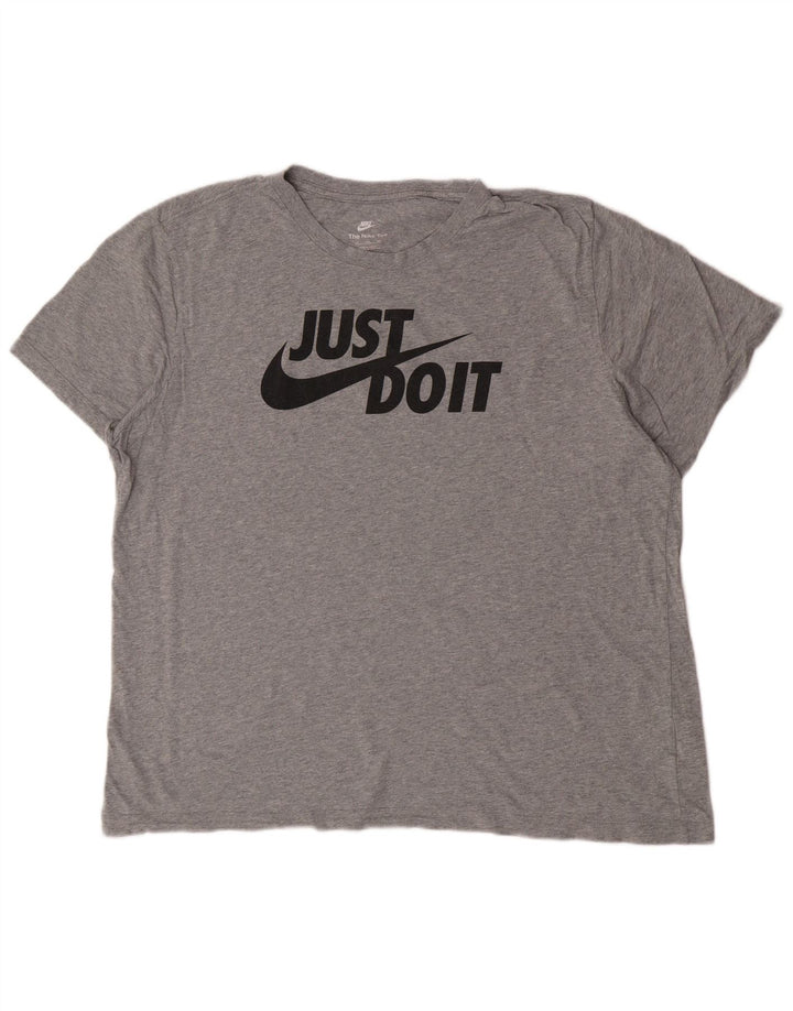 Мужская футболка с рисунком Nike Top 2XL, серый хлопок с крапинками