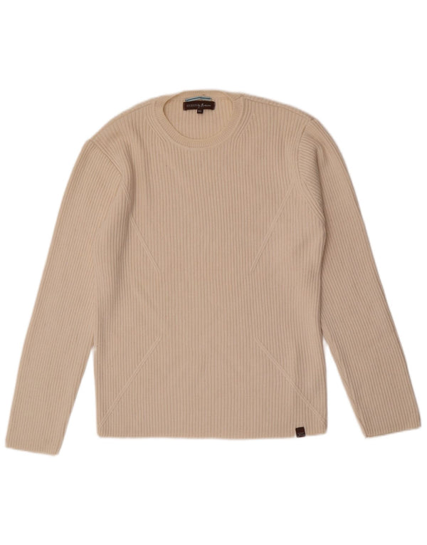 Guess Женский джемпер с круглым вырезом UK 18 XL из белой мериносовой шерсти