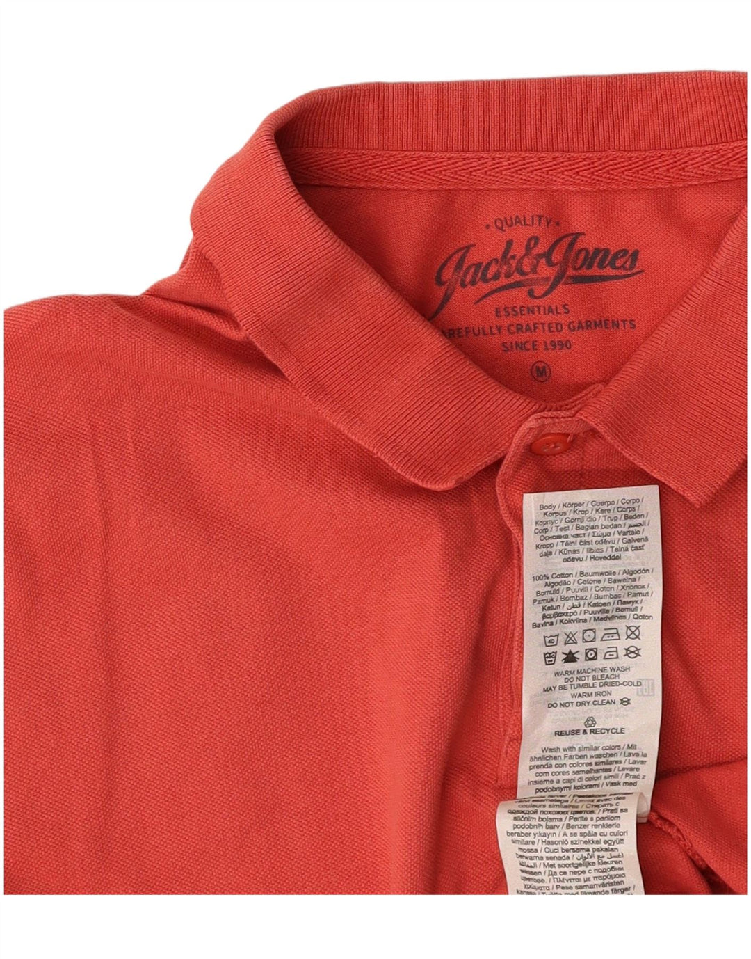 Мужская рубашка-поло JACK & JONES из хлопка среднего розового цвета