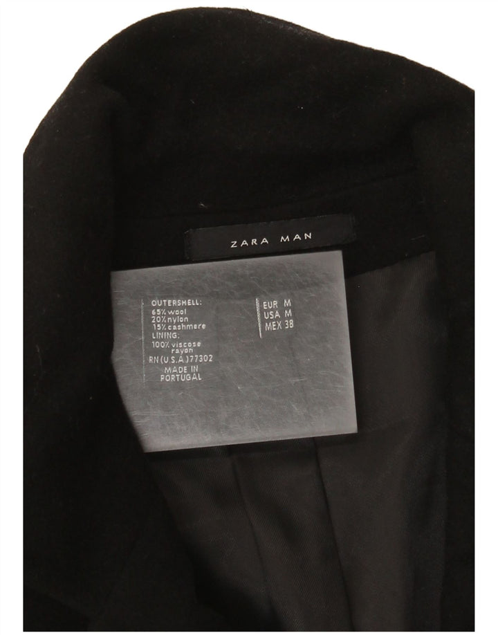 Мужское пальто Zara UK 38, среднее, черное, шерстяное
