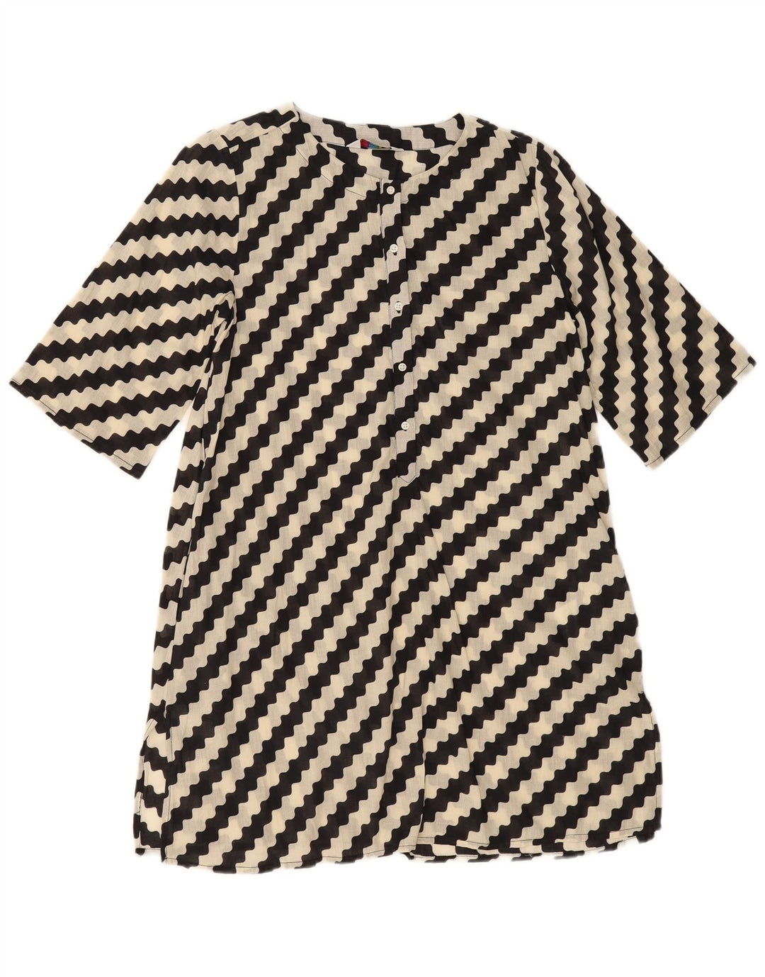 Женское платье трапециевидного силуэта COMPANIA FANTASTICA UK 14, хлопок среднего размера, черная полоска