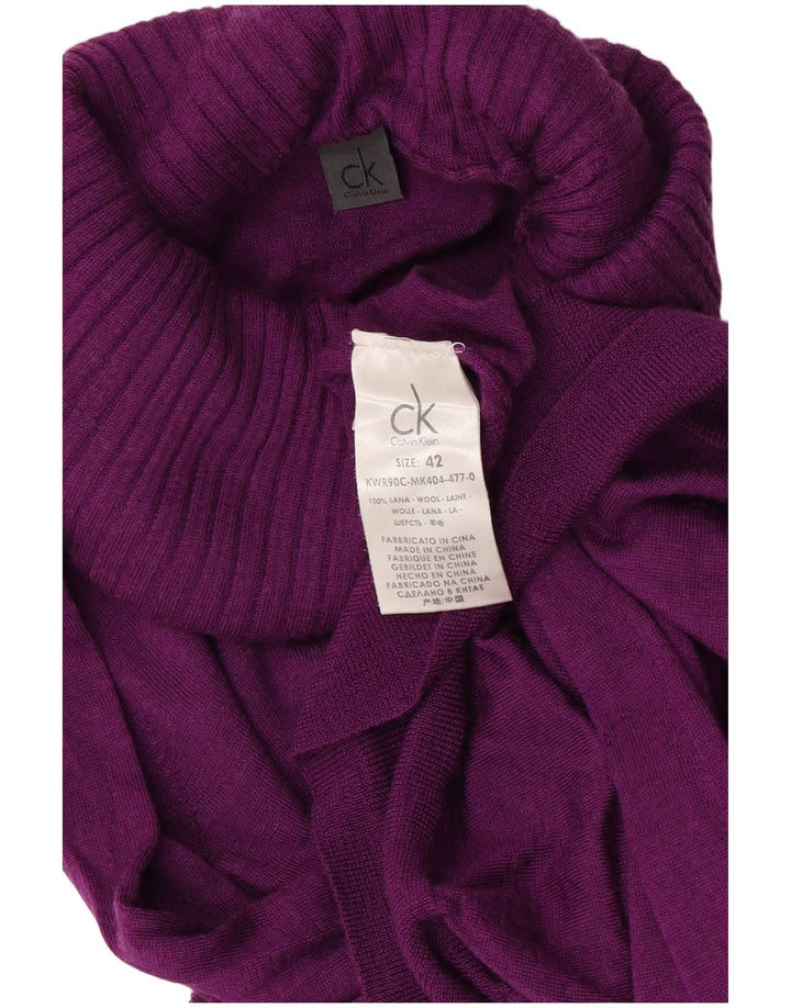 Женский джемпер с высоким воротником Calvin Klein, цвет EU 42, большой фиолетовый, шерсть