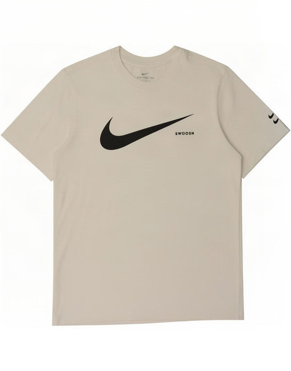 Мужская футболка с рисунком Nike Swoosh, средний белый хлопок, белый цвет
