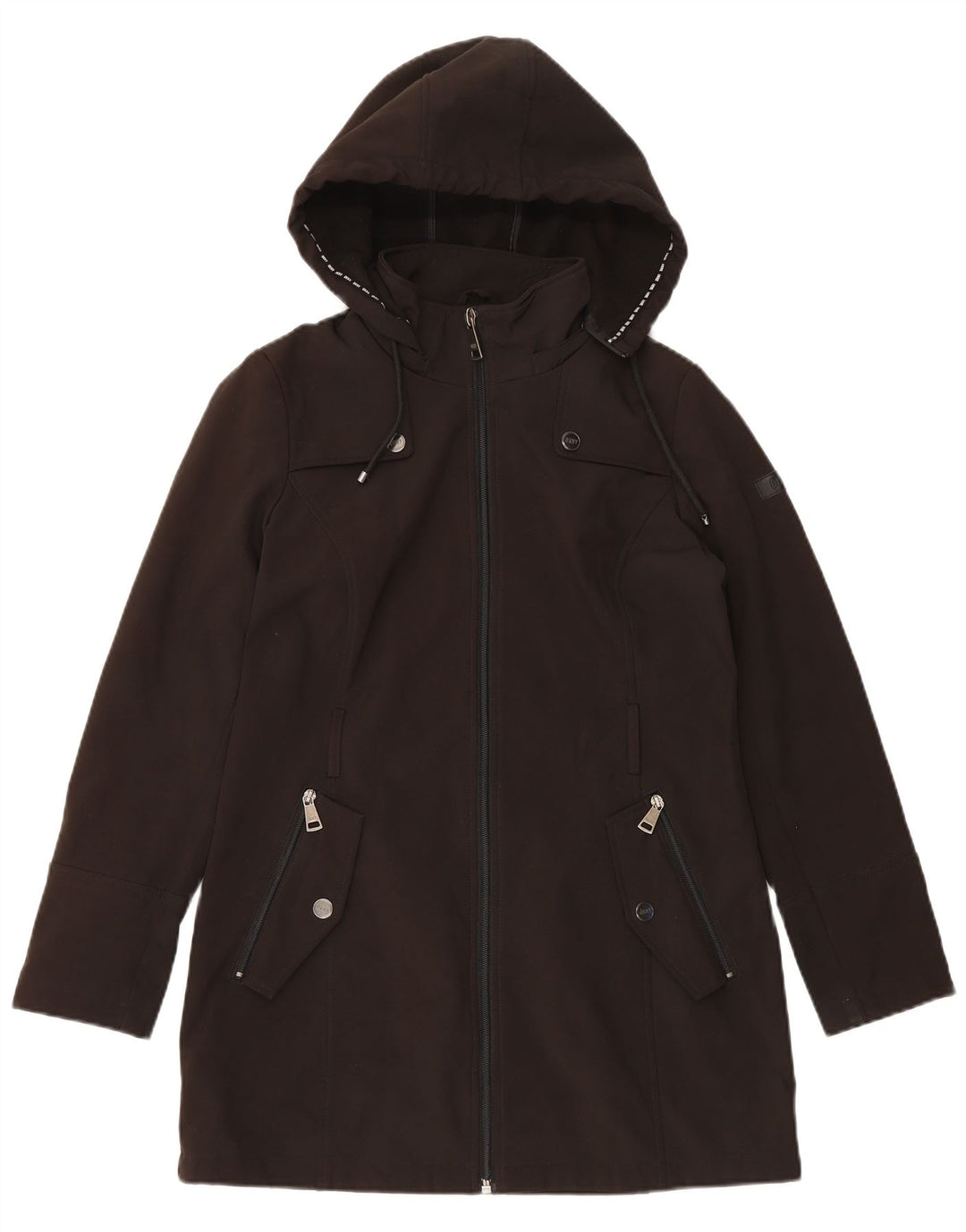 Женский тренч с капюшоном Dkny UK 10, маленький, черный, полиэстер